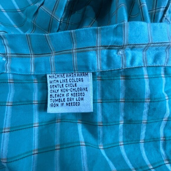 Faconnable Mens Green Windowpane Button-Up Long Sleeve Shirt Small Cotton Casual - Picture 4 of 7